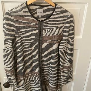 Nic + Zoe Zebra print zip up cardigan